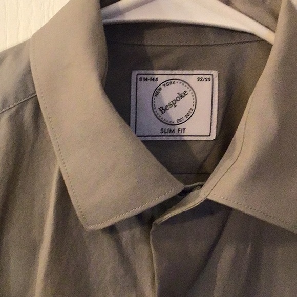 Mens GrayDress Shirt Bespoke 32/33 S 14-14.5 Slim Fit - Picture 2 of 5